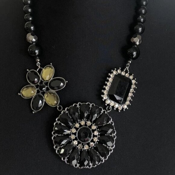 Premier Designs Crochet Black and Yellow Convertible Necklace Brooch PinP - Picture 2 of 8